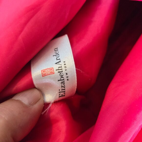 Leopard Hot Pink Interior Zipper Tote Bag Purse Black Handles Elizabeth Arden - Picture 5 of 5